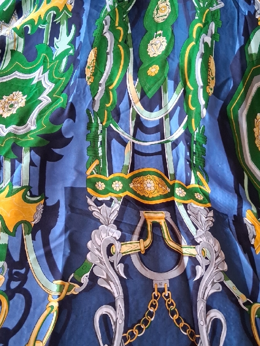 Adrienne Vittadini Blue, Green & Navy Silk Resort Kimono &  Straw Hat Set. NWT. - Picture 10 of 16